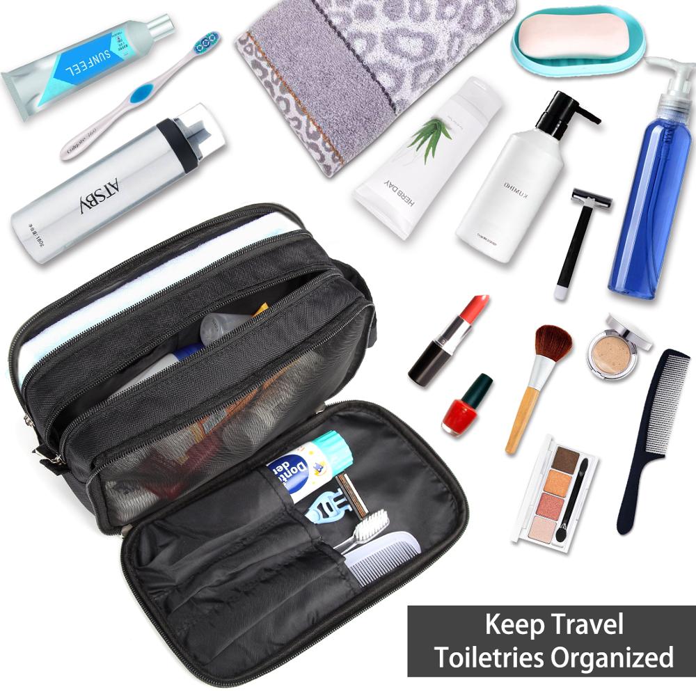 VASCHY Waterdichte Toilettas Mannen Vrouwen Reizen Opknoping Organizer Cosmetische Pouch Drie Compartimenten Dopp Kit