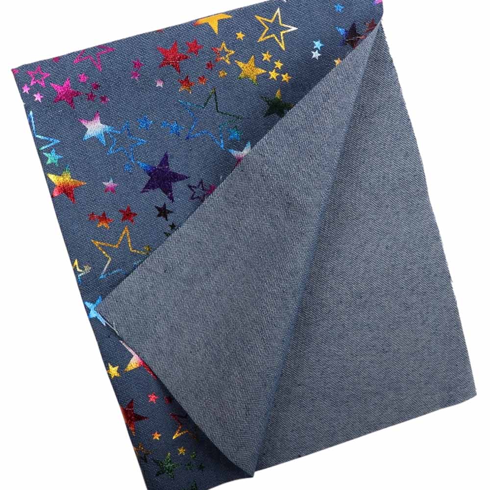 AHB 40*50CM Weichem Denim Stoff Bunte Folie Sterne Stoff NäHenne Decke Cowboy Handgemachte Handwerk Stoff DIY Kleidung taschen Materialien
