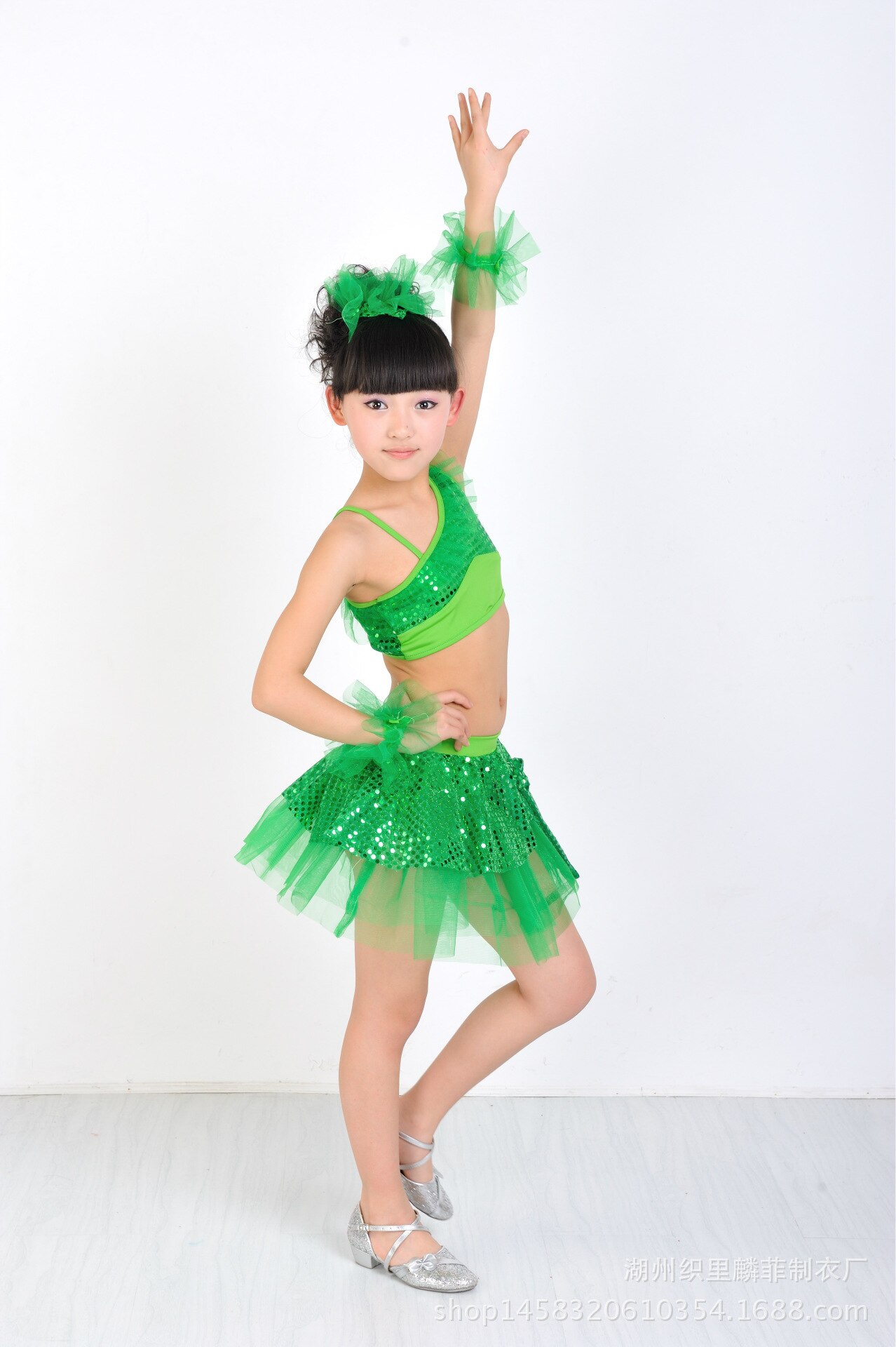 children in stage costumes of Latin dance modern split skirt dance dress sequins: 4 / height  110cm