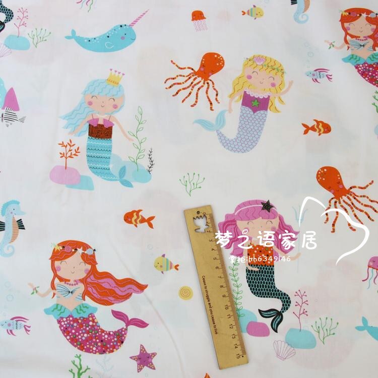 Gør-det-selv tøj kjole patchwork quiltning syning fedt kvarte væv håndarbejde tilda stof havfrue fisk bomuld twill stof