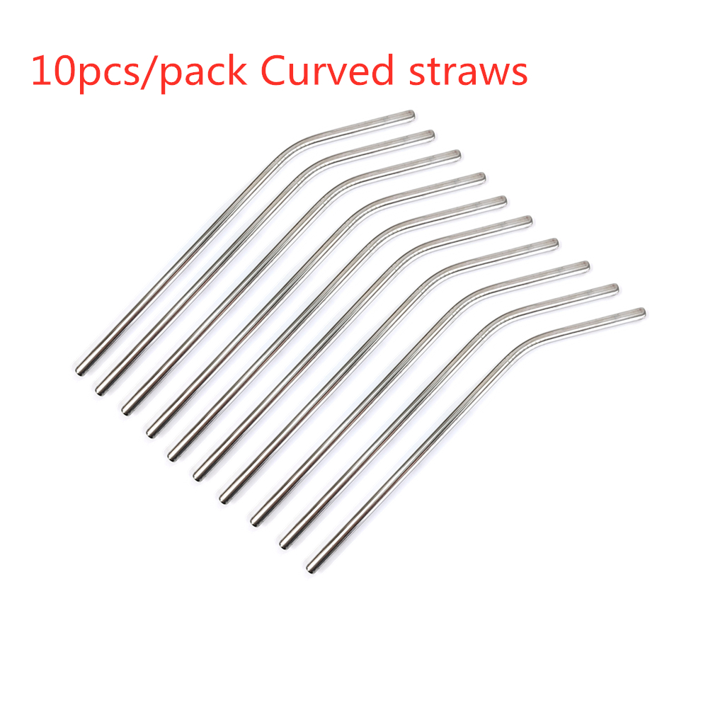 6 millimetri di Larghezza di Paglia Riutilizzabile in Metallo impostato Paglia Bolla Cannucce Tè 304 in Acciaio Inox Cannucce di trasporto libero: 10pezzi Curved
