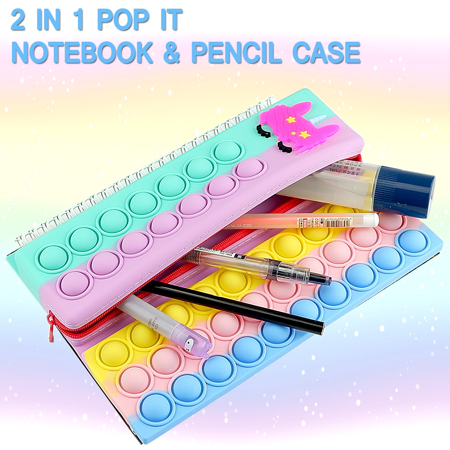 Zabawki typu denerwować poputs zeszyt i piórnik zestaw bańka zeszyt zabawki poput notebooki tęcza naciskać bańka trzaskać gra SYMOMOK