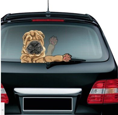 Joylive auto ruitenwisser stickers voor autoproducten auto stickers en decals labrador hond zwaaiende ruitenwisser stickers: Shar pei hond