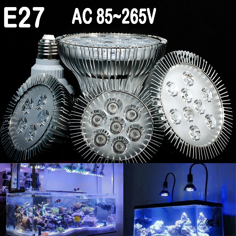 (1 stuks/partij) E27 LED Aquarium lamp, AC85-265V, 15 w/21 w/27 w/36 w/45 w/54 w, water planten Groeien Licht blub Voor Aquarium Verlichting