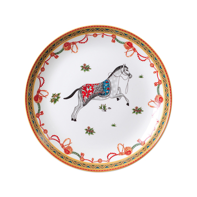 Modernos platos decorativos de cerámica con de caballo, decoraciones de pared para sala, sofá, TV, colgantes de fondo para pared, decoración del hogar: E