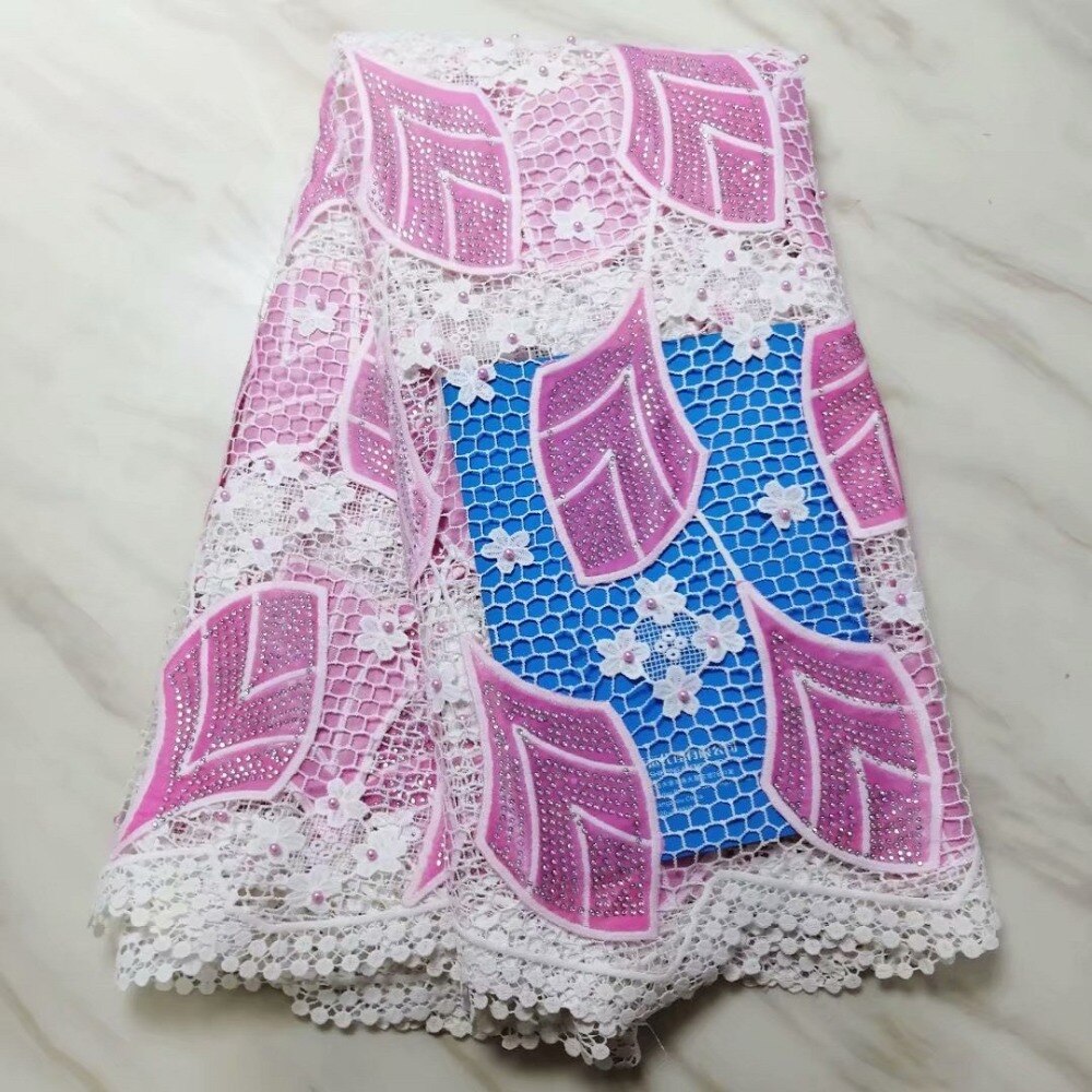 excellent embroidered milk silk lace velvet fabric with rhinestones 5yards top stones water soluble lace velvet fabric for party