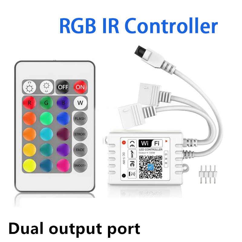 DC5V 12V 24V Rgb Tape 5050 Led Wifi Controller Bluetooth Wifi Led Controller Led Strip Ir Afstandsbediening alexa Google: 24IR RGB Wifi Dual
