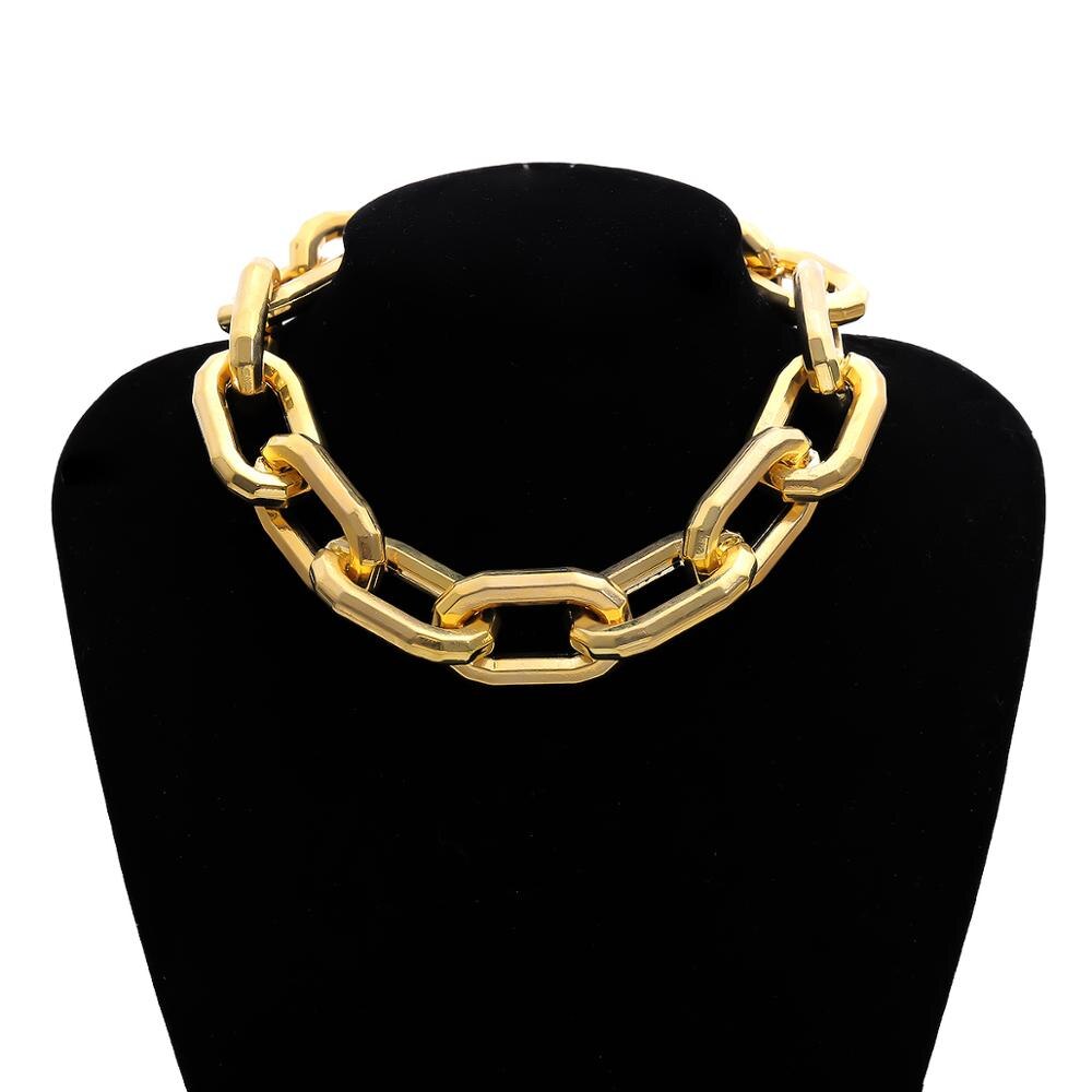 Lacteo Exaggerated CCB Chain Choker Necklace Street Punk Cross Chain Clavicle Chain Hip Hop Necklace Jewelry for Men Women: Gold Color-1