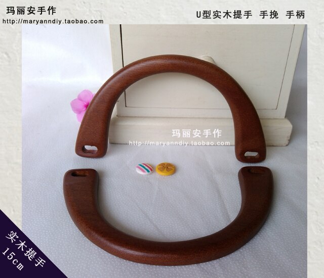 2 colors 15cm Solid Wood arch simply DIY bags handbags handles Wooden purse handle parts Wooden Bag Handles