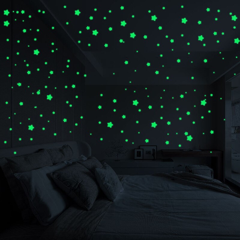 3 stuks/set lichtgevende sterren muurstickers slaapkamer huisdecoratie muurschildering kinderkamer babykamer behang glow in the dark stickers