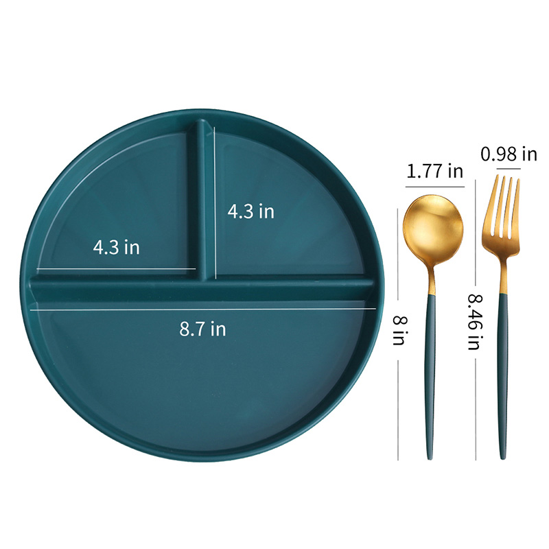 VandHome Compartment Plate For Food Round Plastic Salad Dinner Plates Dinnerware Plate Serving Dishes Cake Tray Kitchen Plates
