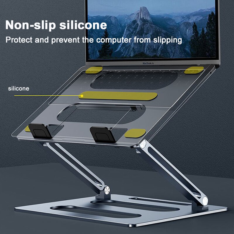 Adjustable Laptop Stand Base Support Notebook Stand For Macbook Tablet Computer iPad Cooling Pad Bracket Table With Phone Holder