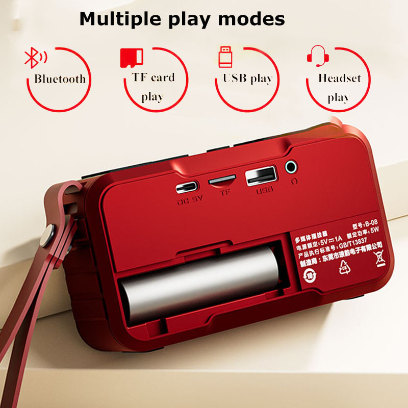 Radio FM portátil, minialtavoz Bluetooth, barra de sonido Hifi, Subwoofer, Walkman manos libres, reproductor de música, grabadora con micrófono