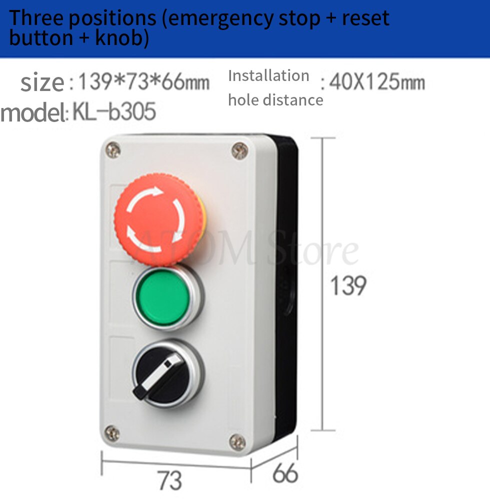 Button switch control box emergency stop waterproof button indicator box plastic start electric box: Auburn