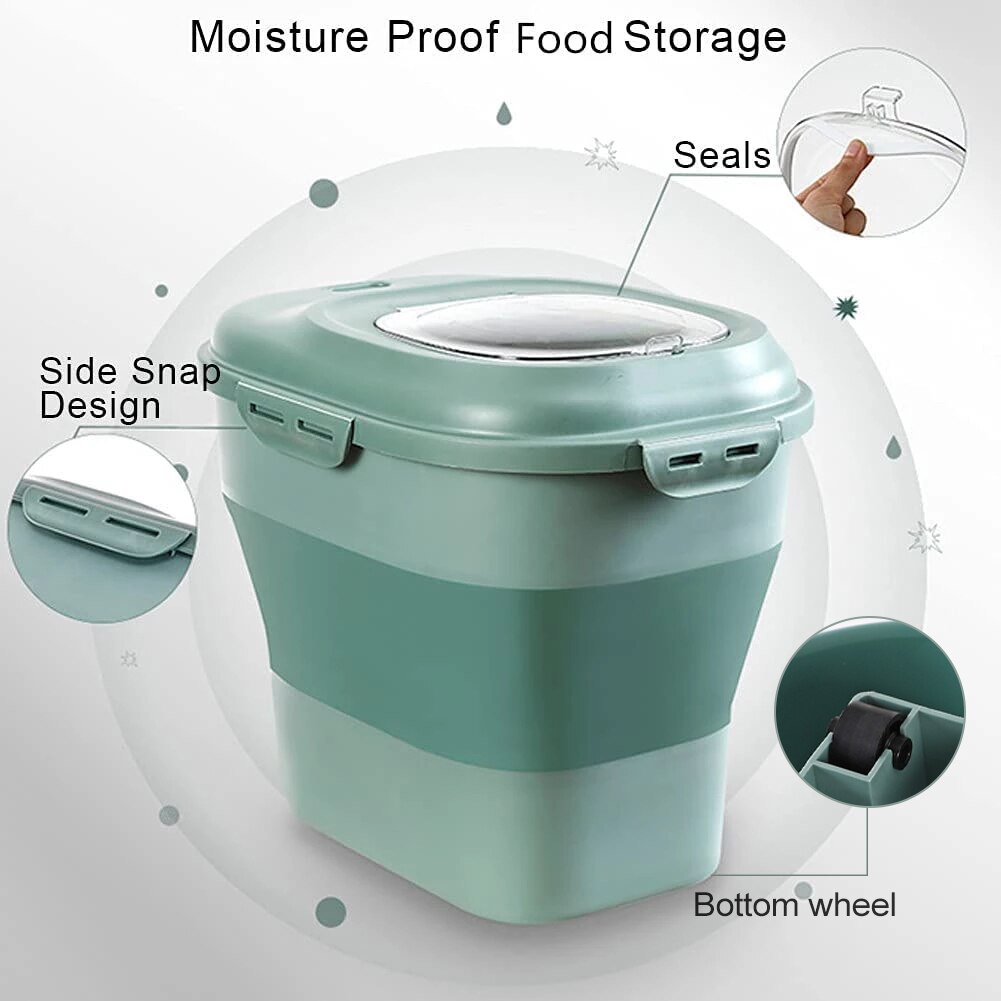 Foldable Pet Food Storage Containers Large Capacity Airtight Dog Cat Dry Food Storage Sealed Bucket Pet Accessories