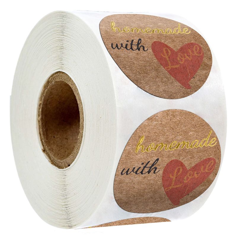 Round Adhesive Stickers Seal Packing Homemade with Love Lables Boutiques Business Boxes Envelope Bags Decoration