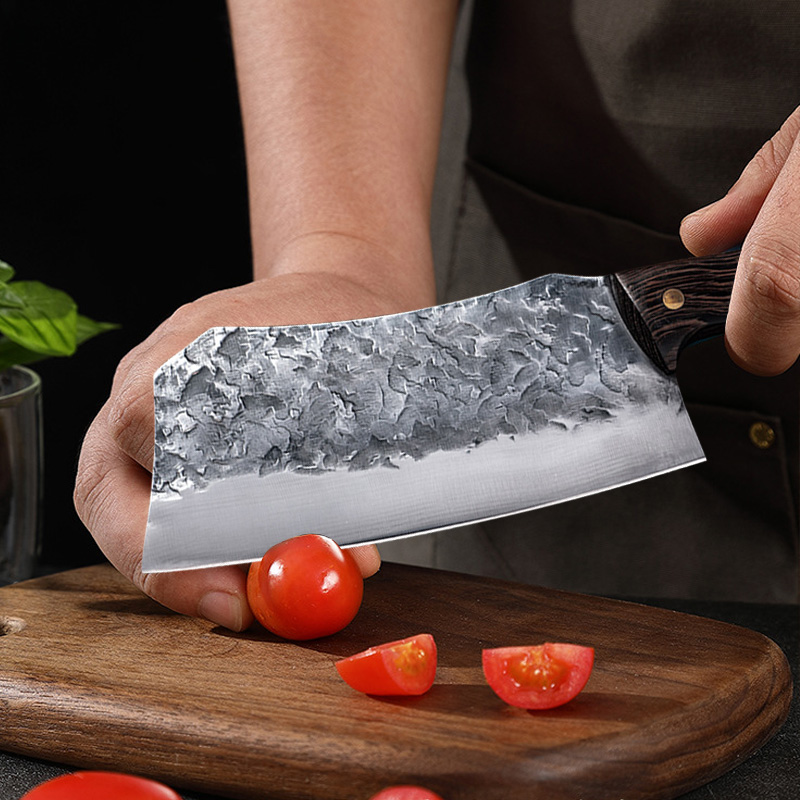 Handmade Forged Kitchen Knife High Carbon Steel Chef Slicing Chopping Butcher Knife Traditional Cooking Tools