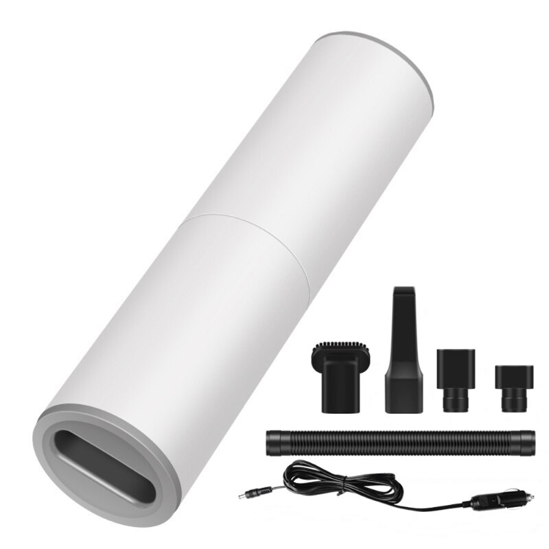 120W Cylinder Shape Mini Handheld Auto Vacuum Cleaner Wet and Dry Dual Use Powerful Suction Vacuum Cleaner For Car: White