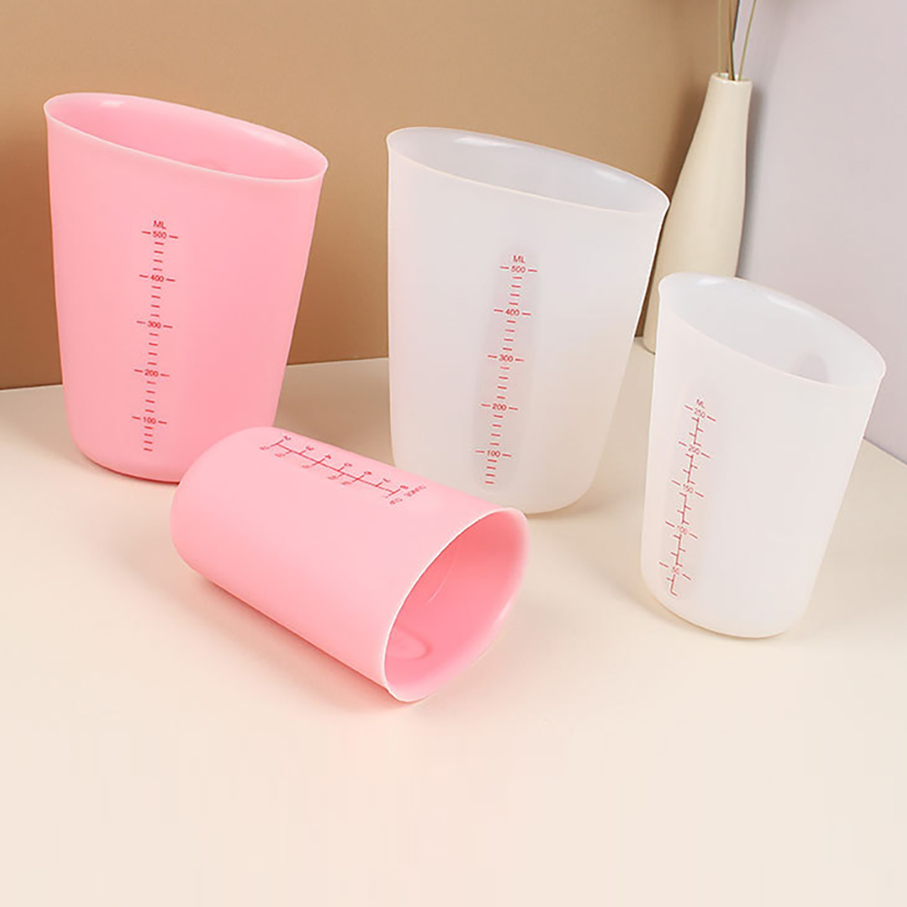 Tasse à mesurer en Silicone avec échelle, tasse à mesurer transparente, tasse à mesurer souple résistante à la chaleur, outil de cuisson 1 pièce