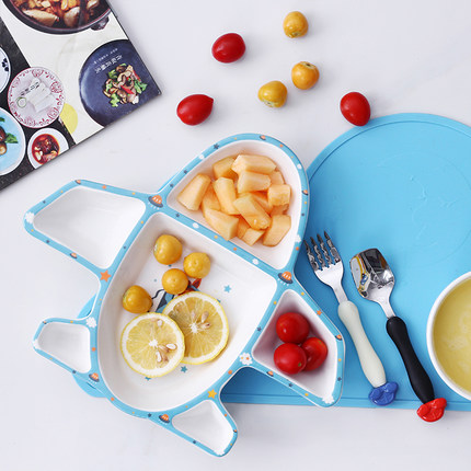 EECAMAIL – assiette colorée de style avion dessin animé, assiette de fruits et légumes, assiette de bol de riz pour enfants, vaisselle auxiliaire: D