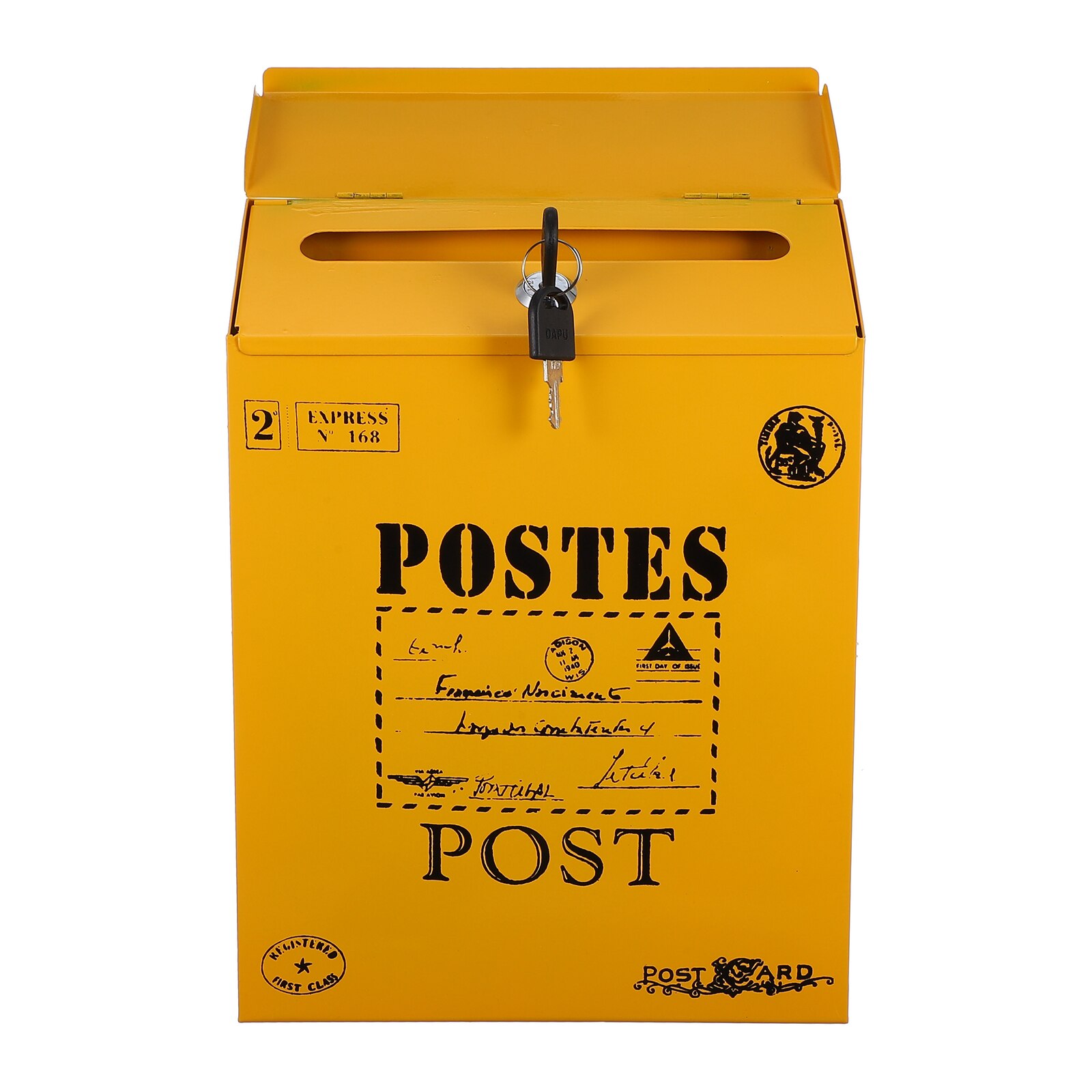 1 Pc Mailbox Lockable Case Complaint Box Suggestion Box For Newspaper Office Garden: Yellow