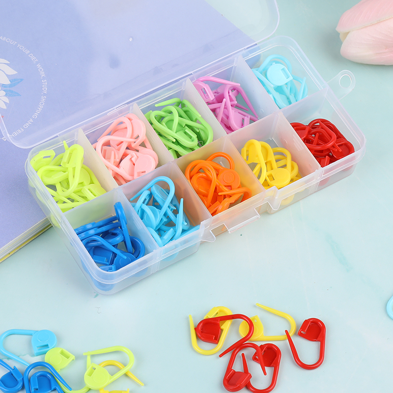 Crochet à pince à aiguille avec boîte, marqueurs de points de verrouillage mixtes, petit Clip en plastique coloré, accessoires de tricot au Crochet