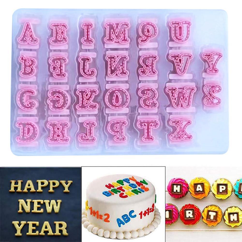 Alfabet Cake Mallen Taarten Suikerpasta Brief Cookies Cutter Woorden Drukt Stempel Bakvorm Embossing Mal Voor Thuis Diy Cake