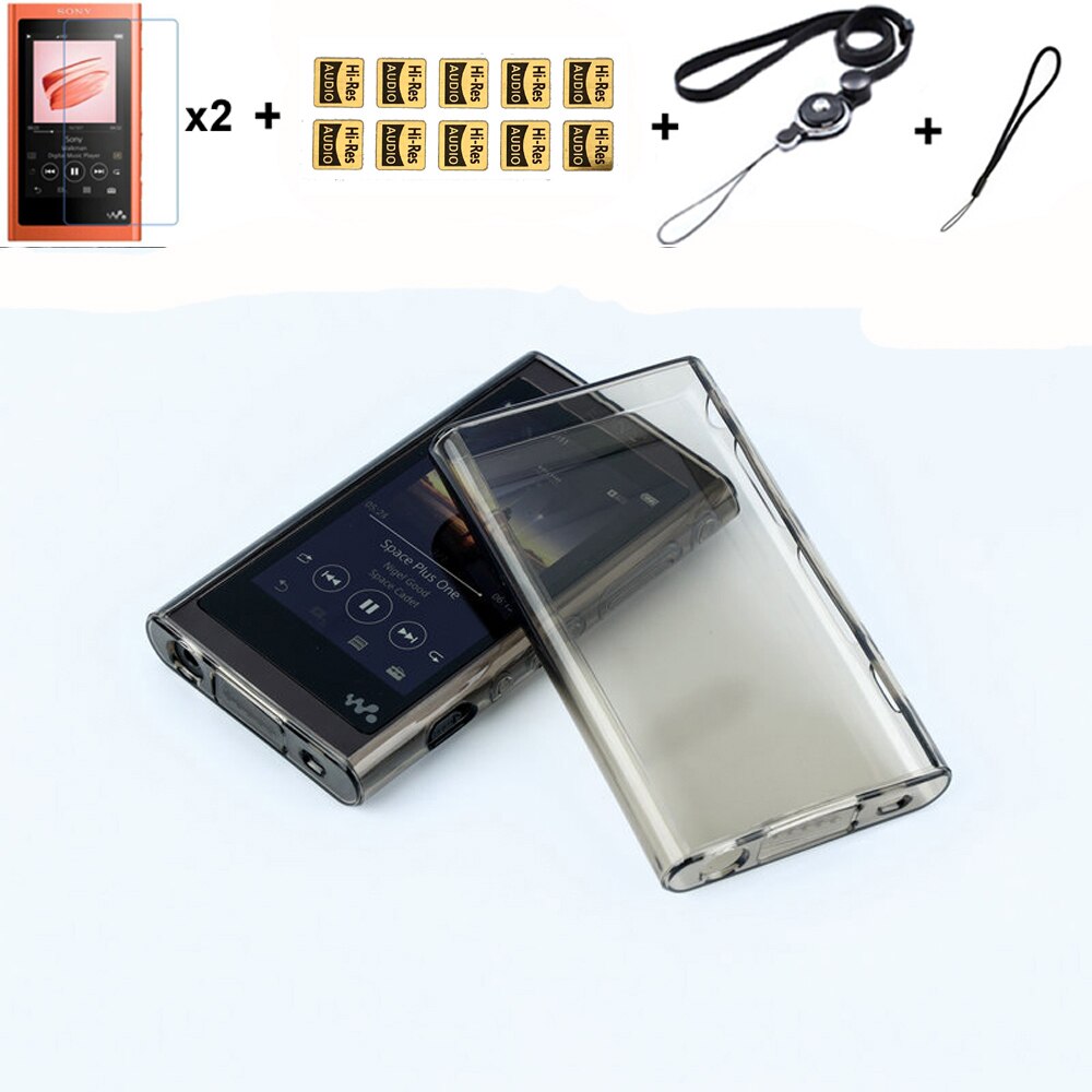 Soft Clear Tpu Beschermende Huid Case Cover Voor Sony Walkman Nw A50 A55 A56 A57 A55HN A56HN A57HN Met Screen protector En Band: Clear black