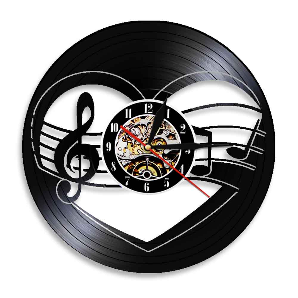 Music Notes Vinyl Record Wall Clock Vintage Rock n... – Grandado