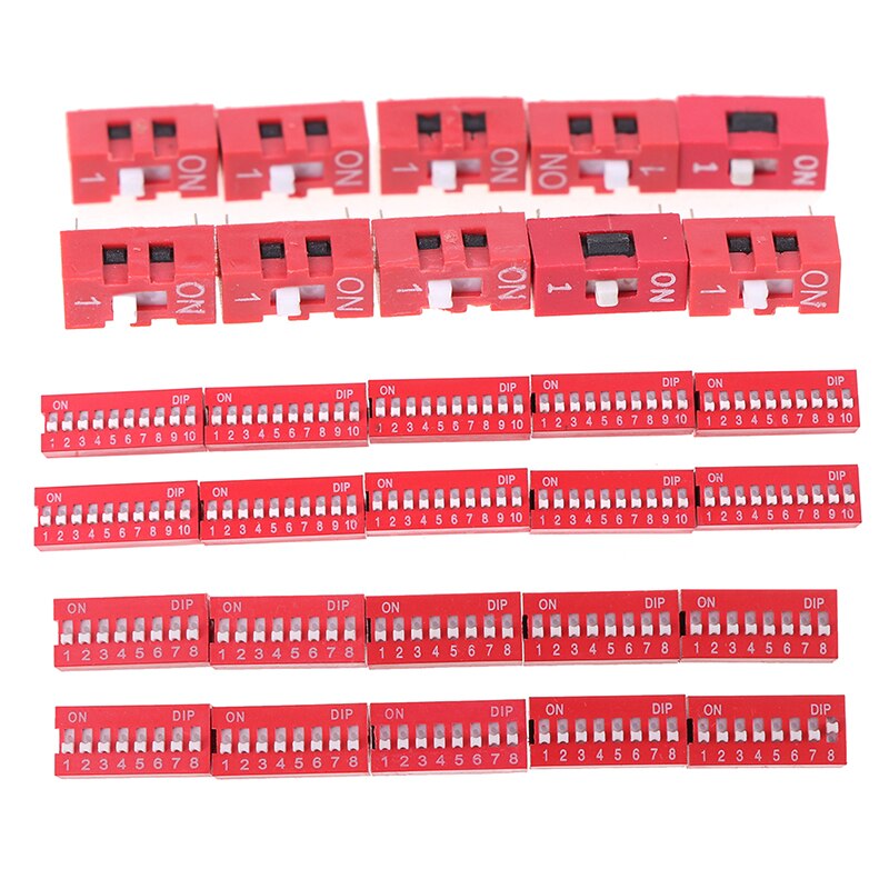 10pcs/lot Slide Type Switch Module 1 2 3 4 5 6 8 9 10 PIN 2.54mm Position Way Pitch Toggle Switch Red Snap Switch Dial Switch