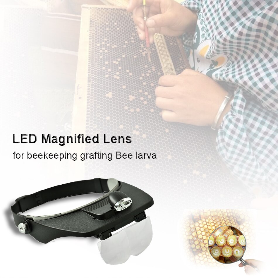 Brand Benefitbee Beekeeping LED Light Magnified Lens Wear Beekeeping Equipment Apicultura Use for Bee Marker Bee Marks Bee Tools