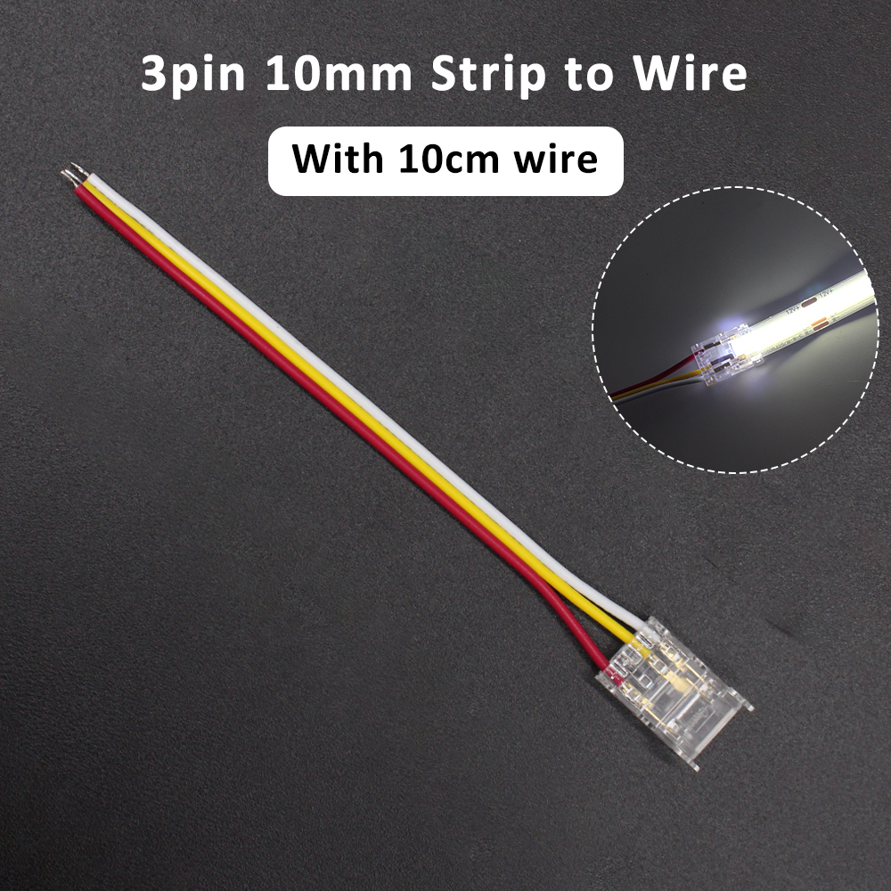 Conector de tira LED COB de 2 pines, 3 pines, 4 pines, Terminal de cable de extensión, conectores LED para luces de cinta flexibles RGB CCT COB de 5mm, 8mm y 10mm: Blanco