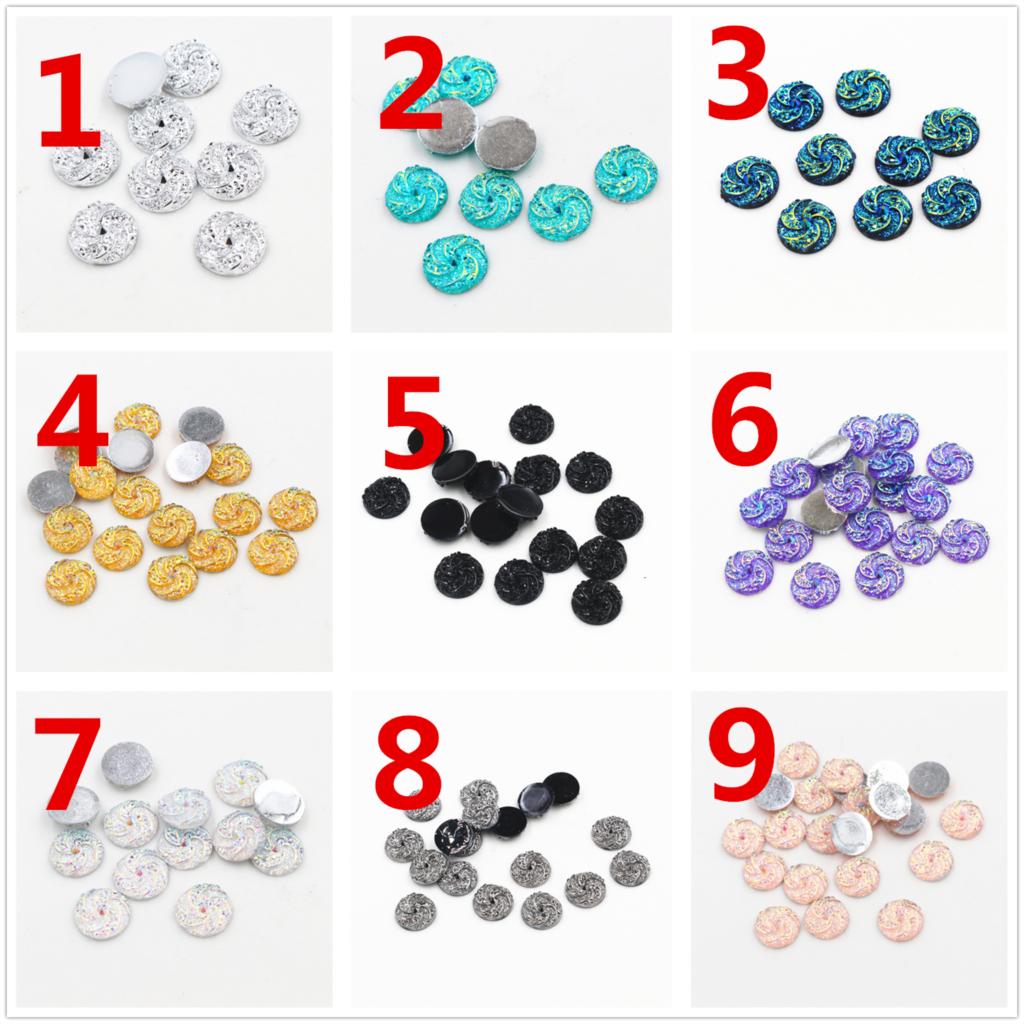40pcs 12mm Mix Colors Windmill Style Flat back Resin Cabochon For Bracelet Earrings accessories