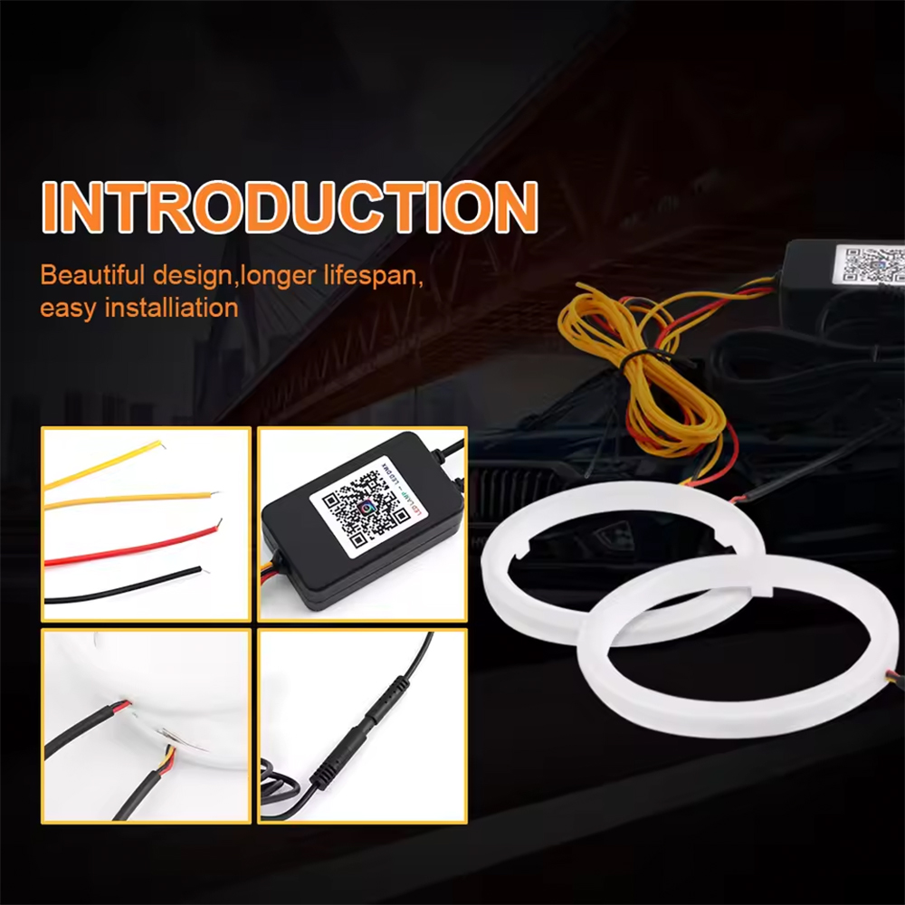 2 pièces RGB coton LED yeux d'ange Halo anneau 60/70/80/90/95/100/110/120mm phare LED lampe pour voiture moto DRL yeux APP contrôle