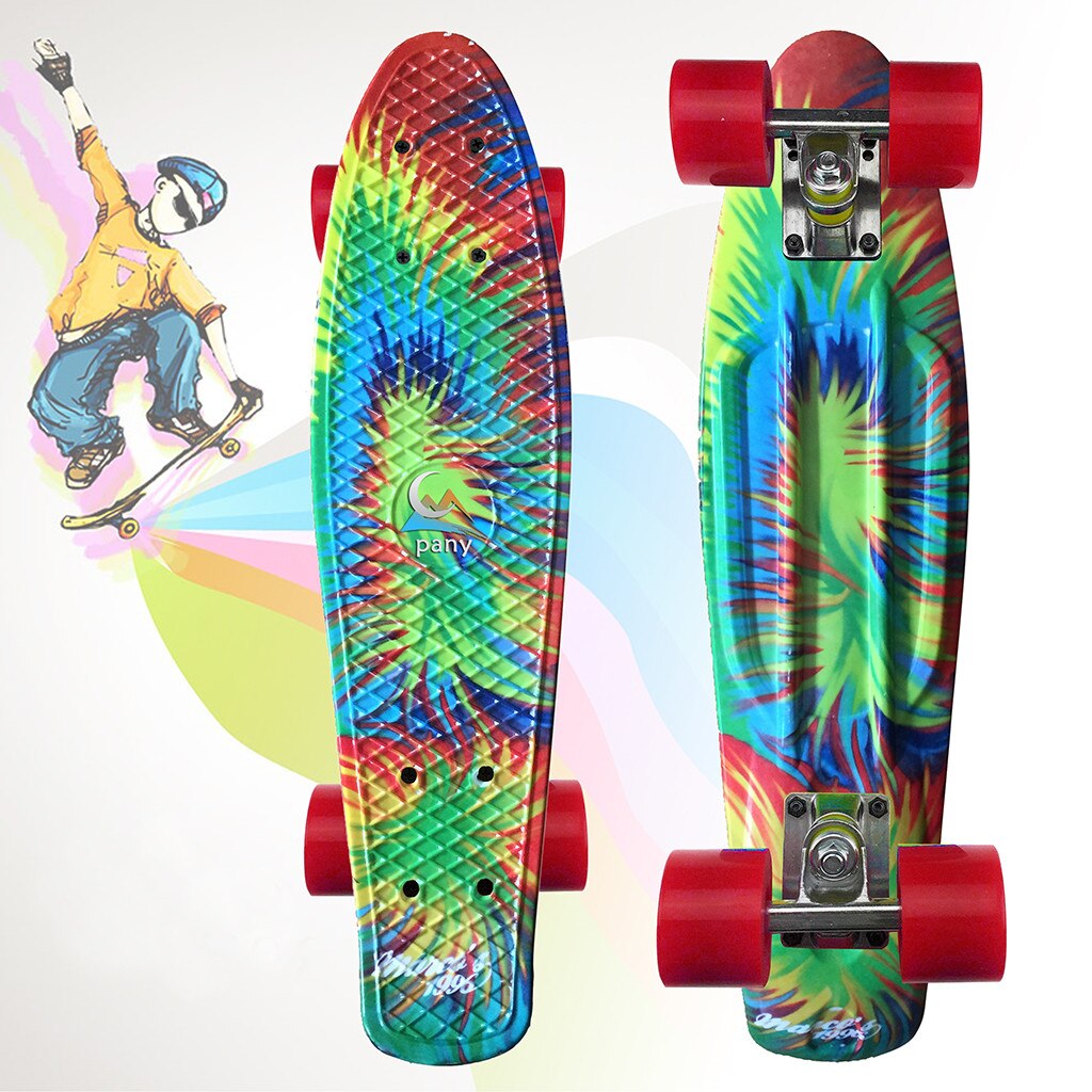 22inch Plastic Mini Cruiser Skateboard Long Board Banana Retro Skate Longboard Graphic Printed Children's Scooter #3: J