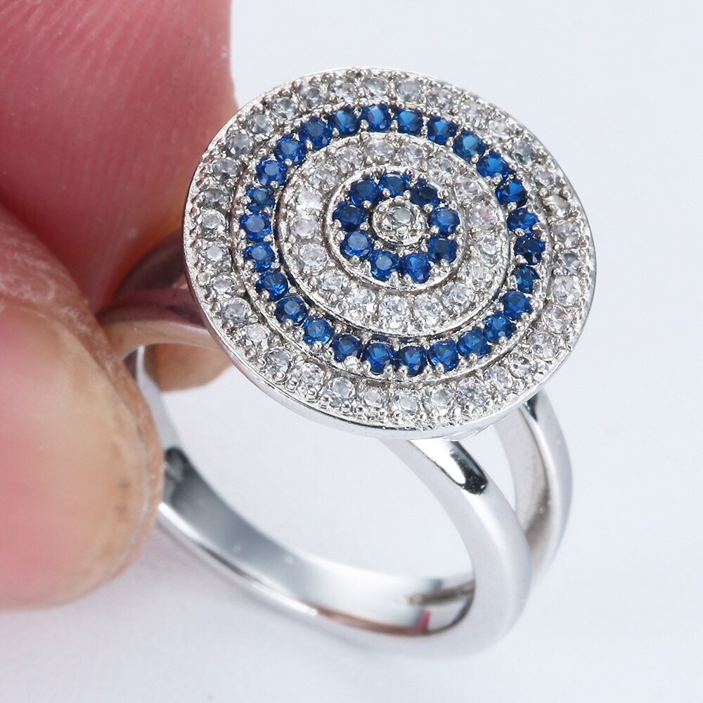 Luxe Ronde Blue Zircon Vrouwen Ringen Klassieke Sieraden Bruiloft Verjaardag Cadeau Voor Vrouw/Moeder Elegante Dame Vinger Ring: 10