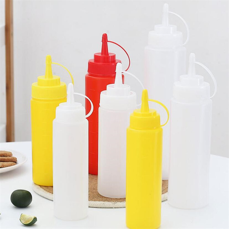 Squeeze Squirt-botellas para condimentos con tapa giratoria, Ketchup, mostaza, Mayo, salsas calientes, botellas de aceite de oliva, Gadget de cocina
