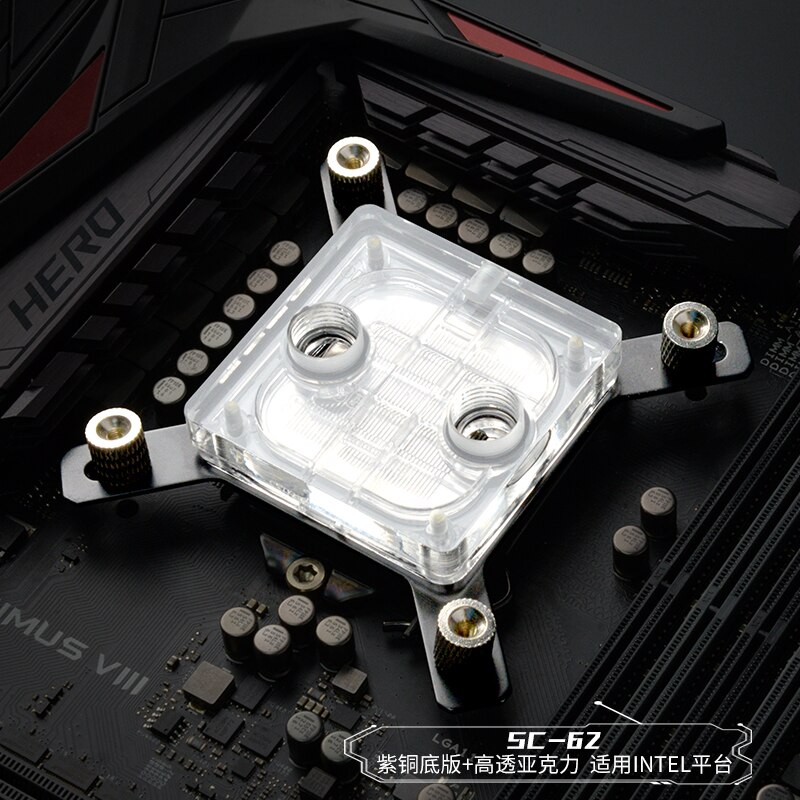 CPU Water Cooling Radiator Block use for INTEL LGA1150 1151 1155 1156 X99 Transparent with RGB Liquid Cooling System