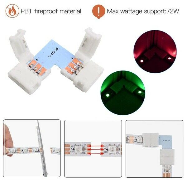 4 Pin RGB LED Strip Light Connector with wire 3528/5050 LED Strip 8mm/10mm Width PCB Ribbon Cable with PCB Clip Adapter