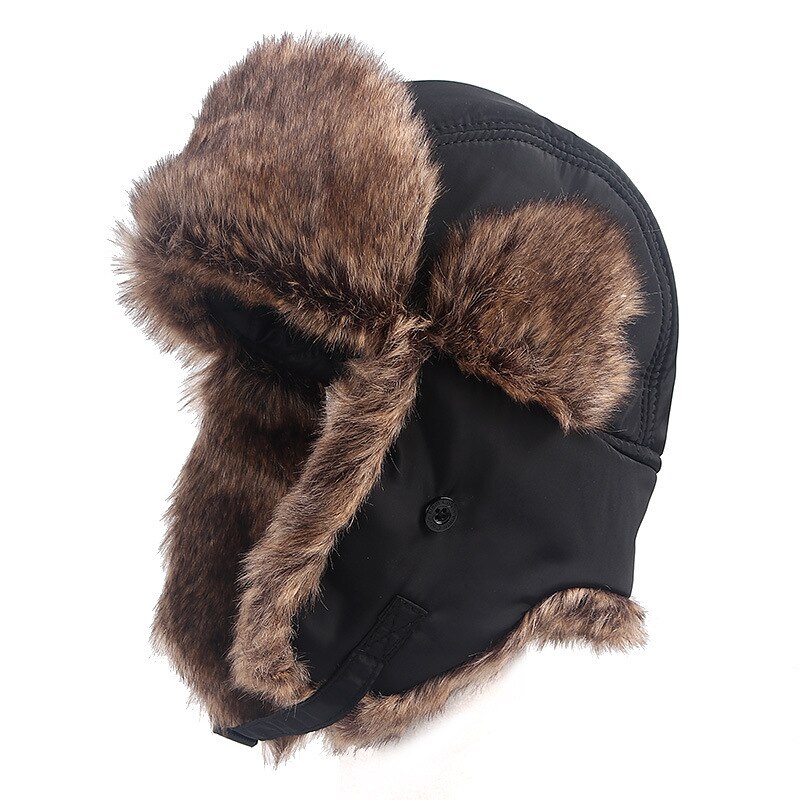 Ushanka-gorros con orejeras para hombre y mujer, gorro cálido ruso con orejeras, cazador piel, a prueba de agua, sombrero de esquí, Unisex