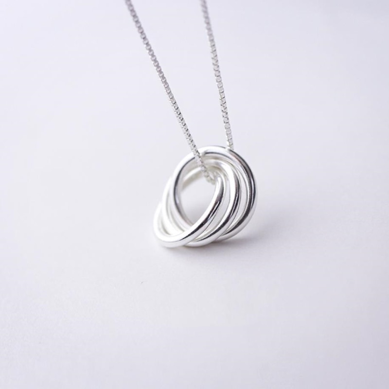 Tre cirkel vedhæng enkelt 925 sterling sølv temperament personlighed kvindelig halskæde sne 058