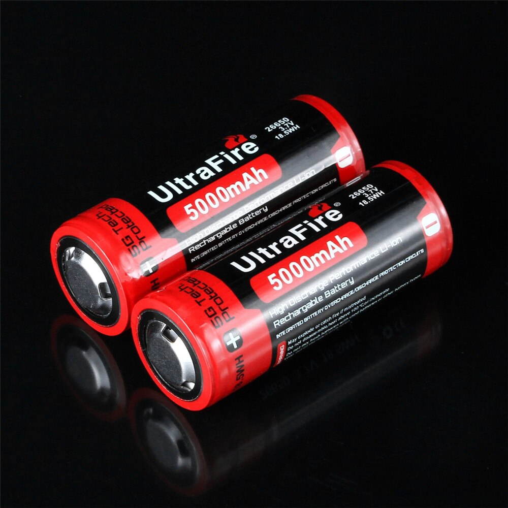 Ultrafire BRC 26650 3.7V 5000mAh rechargeable lithium battery with board protection torch charging bank battery luz USBLED night