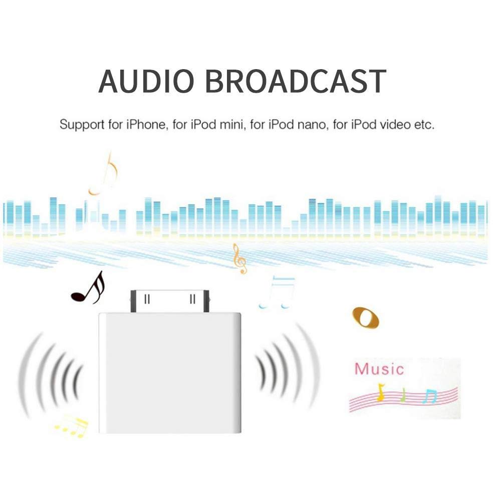 Mini 30-pin Bluetooth Audio Transmitter Music Adapter for iPod Classic/Nano/Touch/Shuffle/Mini/Video