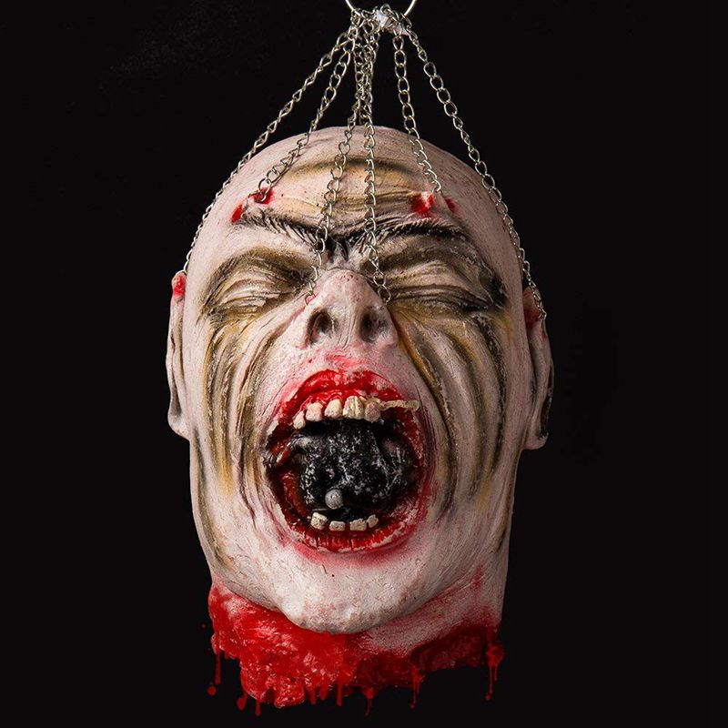 Halloween rekvisita hängande blodig död man ond huvud latex skräck hemsökt läskigt rum dekoration stil 03