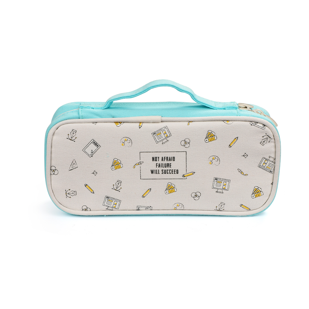 JIANWU Portable Large-capacity Pencil Bag Multifunctional Simple Storage pencil case Kawaii School Supplies: Sky blue