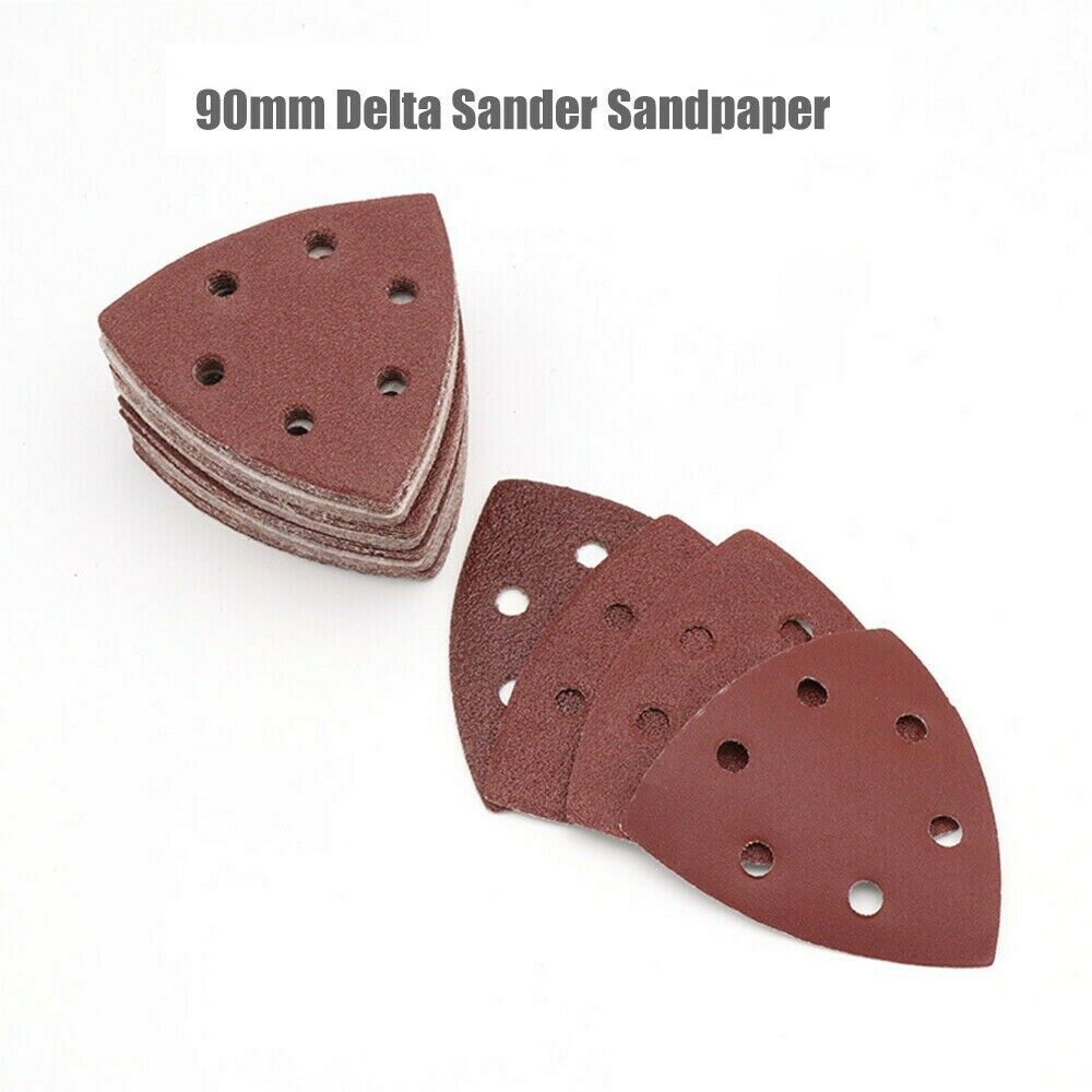 10pcs 90mm Detail Palm Sanding Sheets Mouse Pads 6 Hole Triangle Disc Sandpaper 40-2000Grit for Bosch Sander Hook and Loop