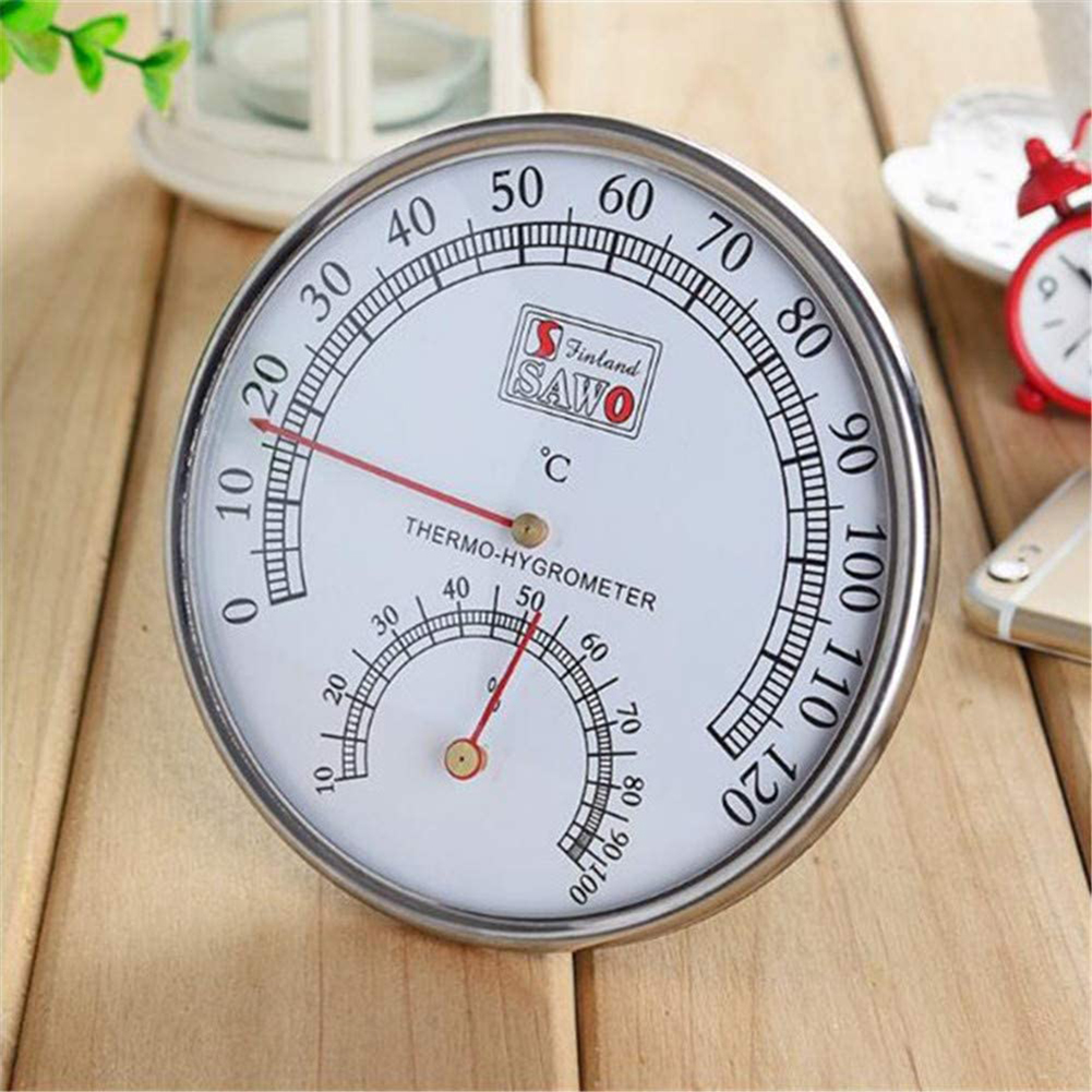 Stainless Steel Case Steam Sauna Thermometer Hygrometer Gauge Hygrothermograph Barometer Indoor Convenient Sensor Humidity Meter