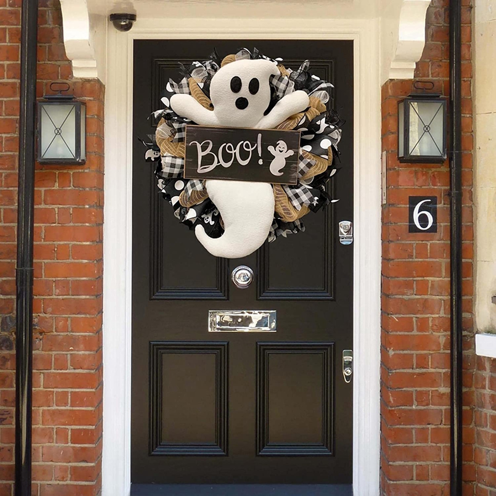 Halloween Wreath Cute Ghost Decorative Door Hangings Festival Garland Halloween Atmosphere Decorations Party Wreaths Decor