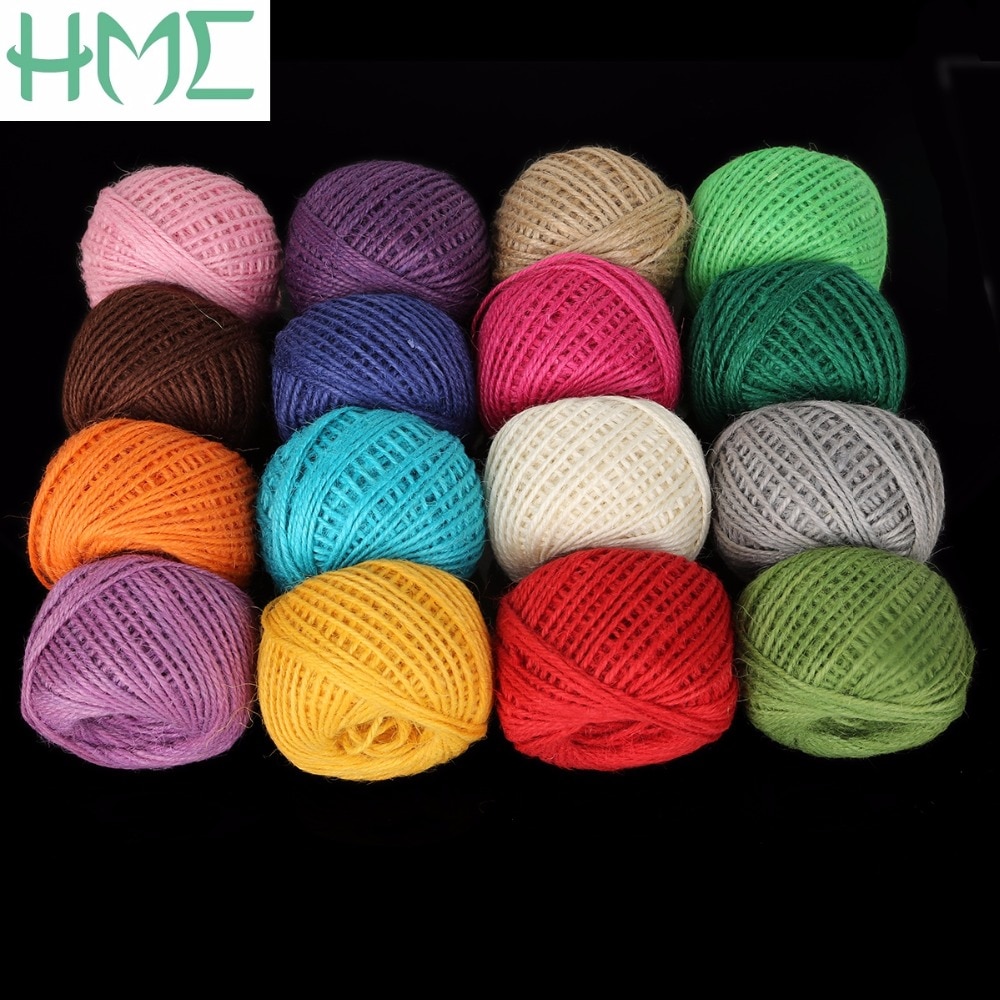 Rollo de cuerda de cáñamo de arpillera Natural, cordel de yute arpillera Natural, 2mm, macramé, decoración de etiquetas de boda, 1 rollo de 50M, varios colores