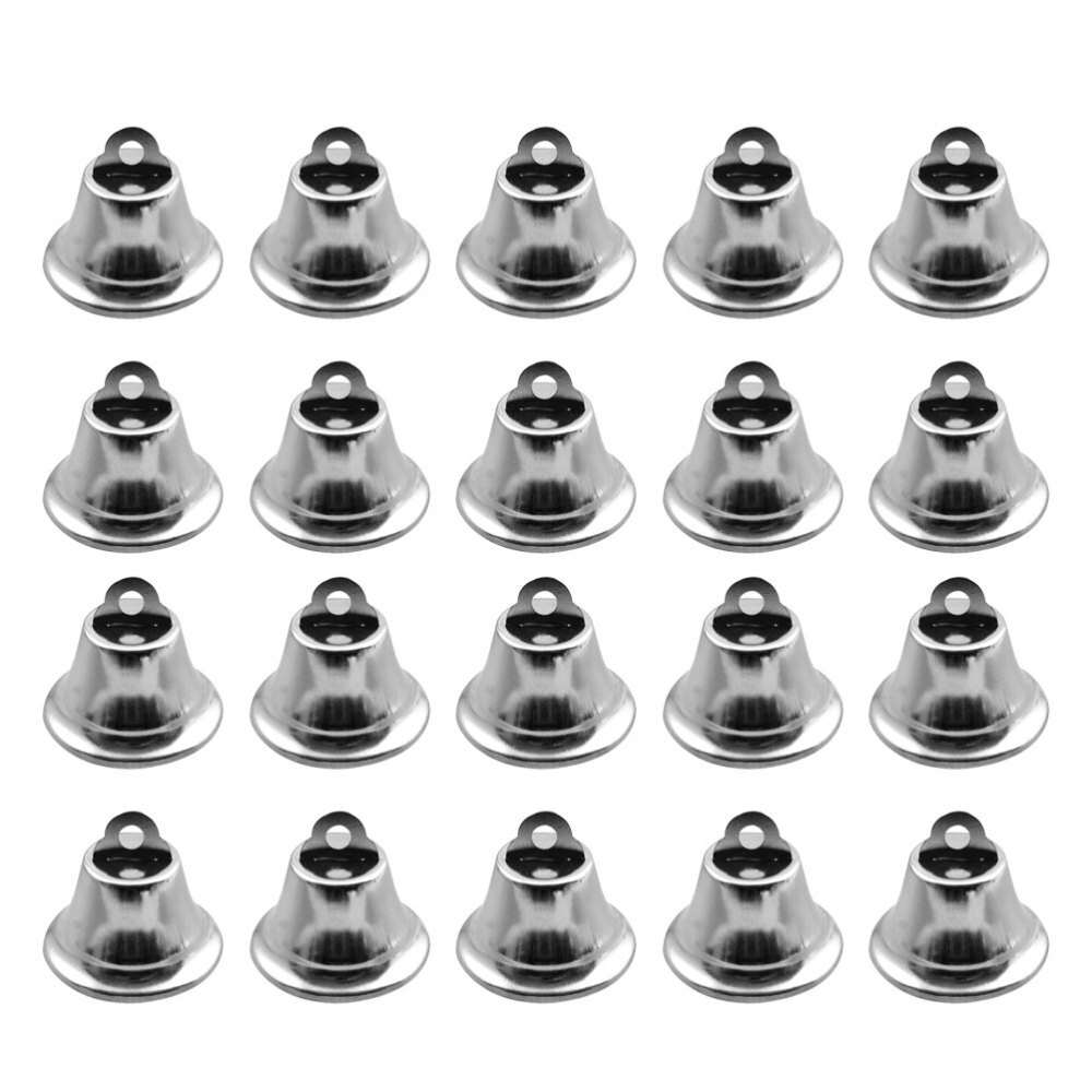 20Pcs 2.1Cm Kleine Jingle Bells Metal Bell Xmas Decor Hangers Sieraden Ornamenten Voor Party Kerstboom Diy Ambachten (Zilver)